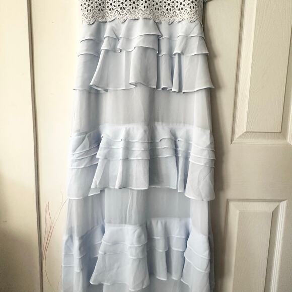 Glamorous Collection Lulus Frill Of A Lifetime Blue Tiered Maxi Dress Medium - Picture 5 of 11